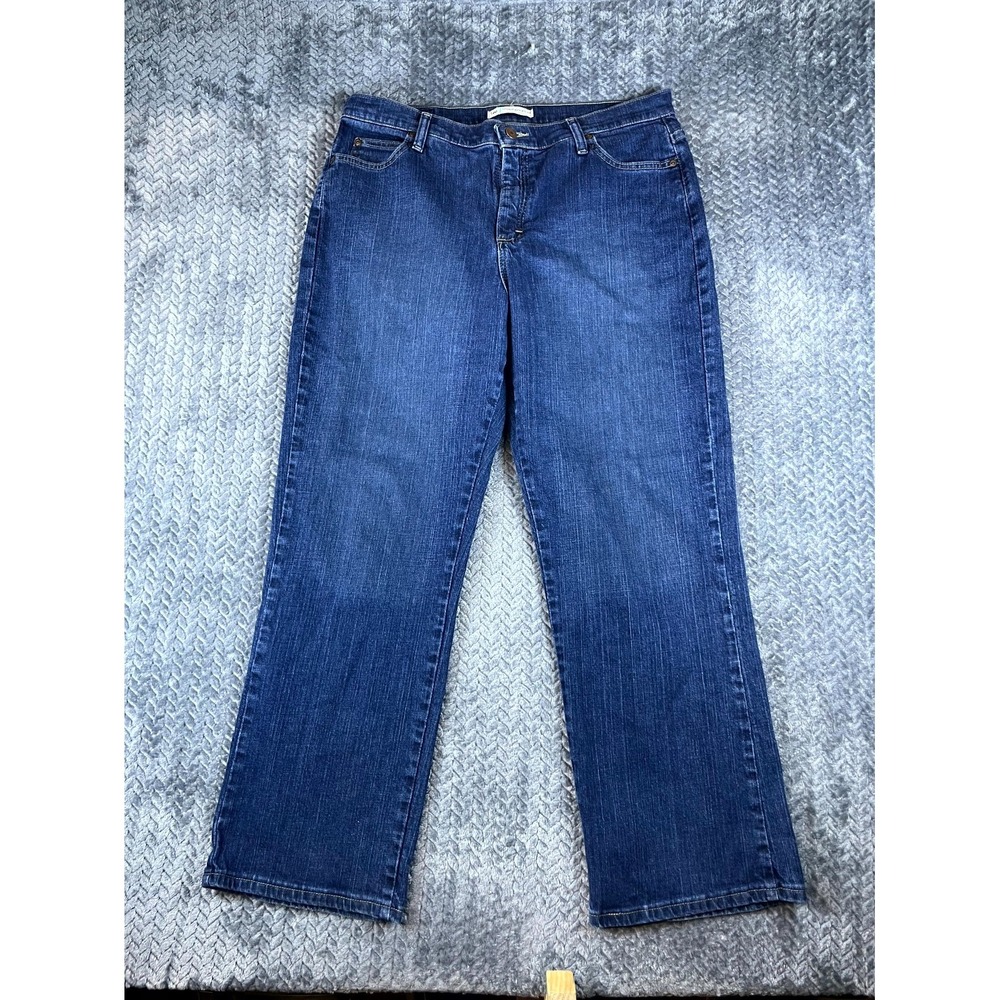 Lee Relaxed Straight Leg Jeans Womens 14S Blue Denim Dark Wash Cotton Stretch